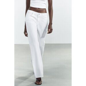 Zara Womens Jeans EU 46 US 14 White TRF Wide Leg Cotton 0541/030 NWT